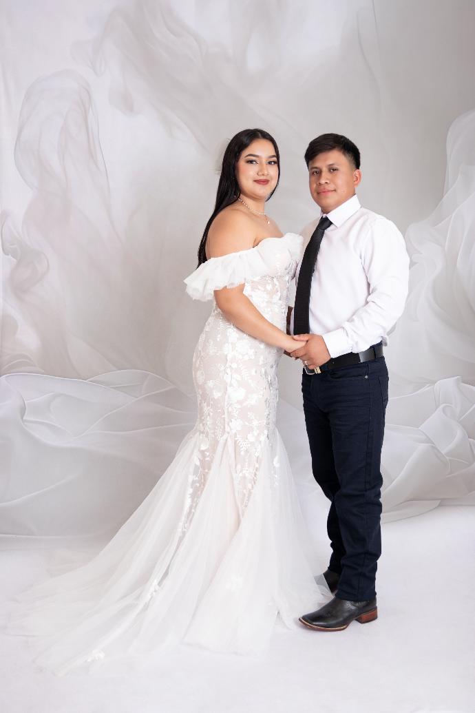 Wedding couple studio portrait