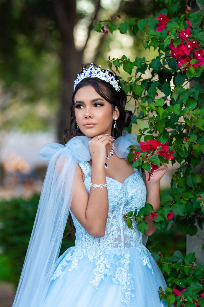 Quinceanera portrait in blue dress