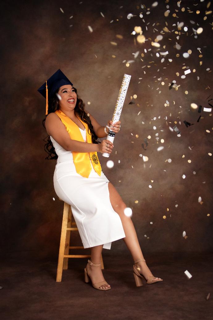 Celebration portrait with confetti