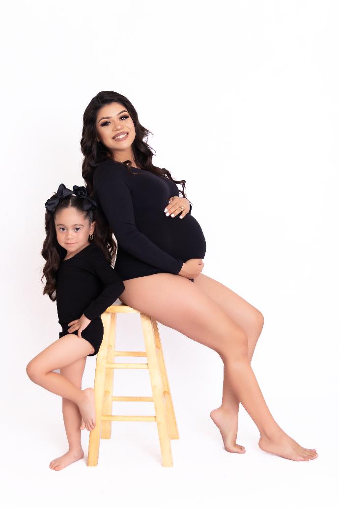 Mother and child studio portrait